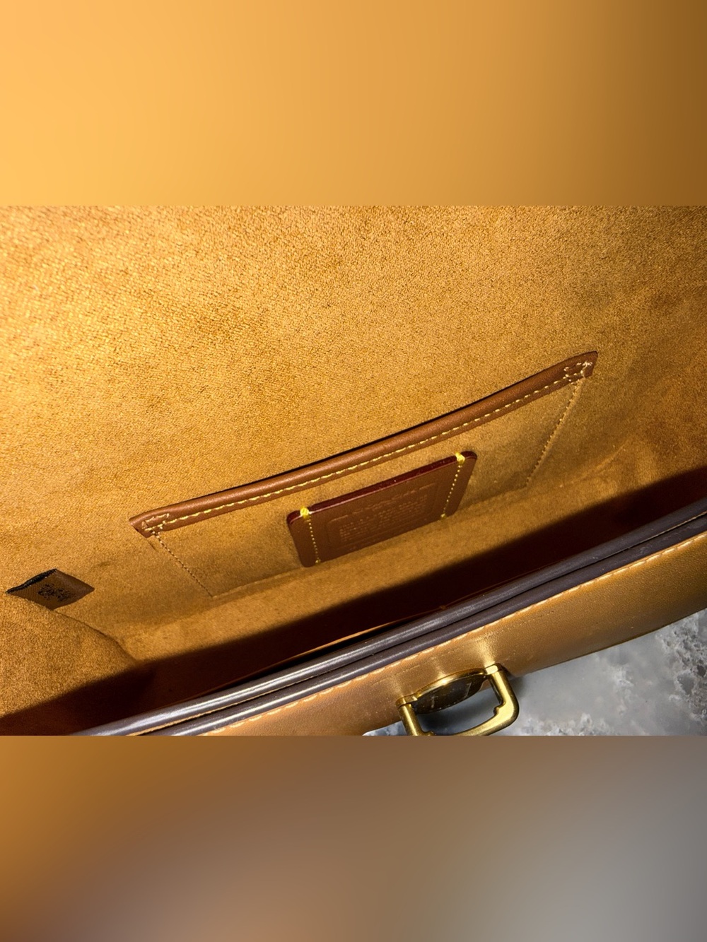 Coach Tan Leather Crossbody with Gold 'C' Turnlock - Picture 5 of 6